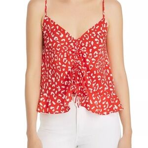 Aqua Red and White Leopard Print Camisole